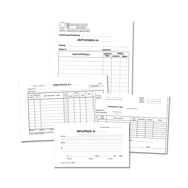 Blokovska roba - zahtjevnica, izadtnica itd